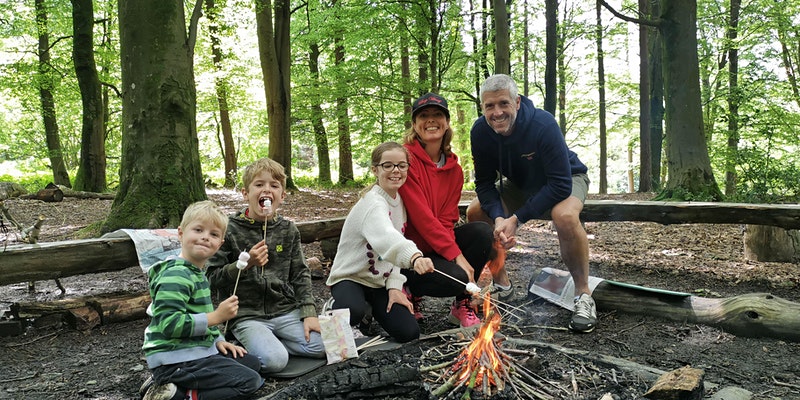 Toasting marshmallows on a fire